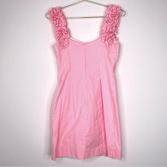 Lilly Pulitzer Devina Ruffle Sleeve Dress in Pink Yarn Seersucker Size 2 - Picture 9 of 15
